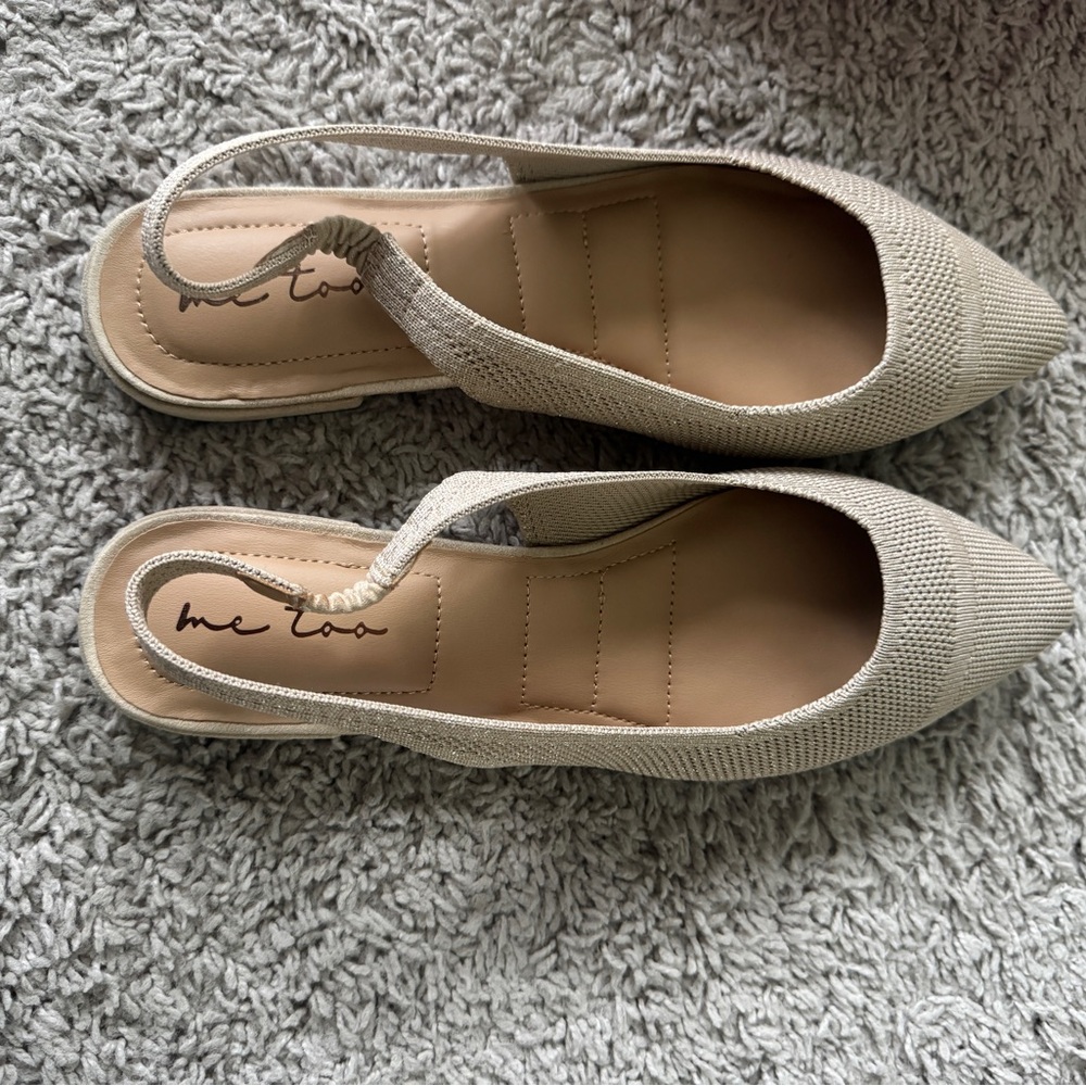 Women's Beige Knit Slingback Flats